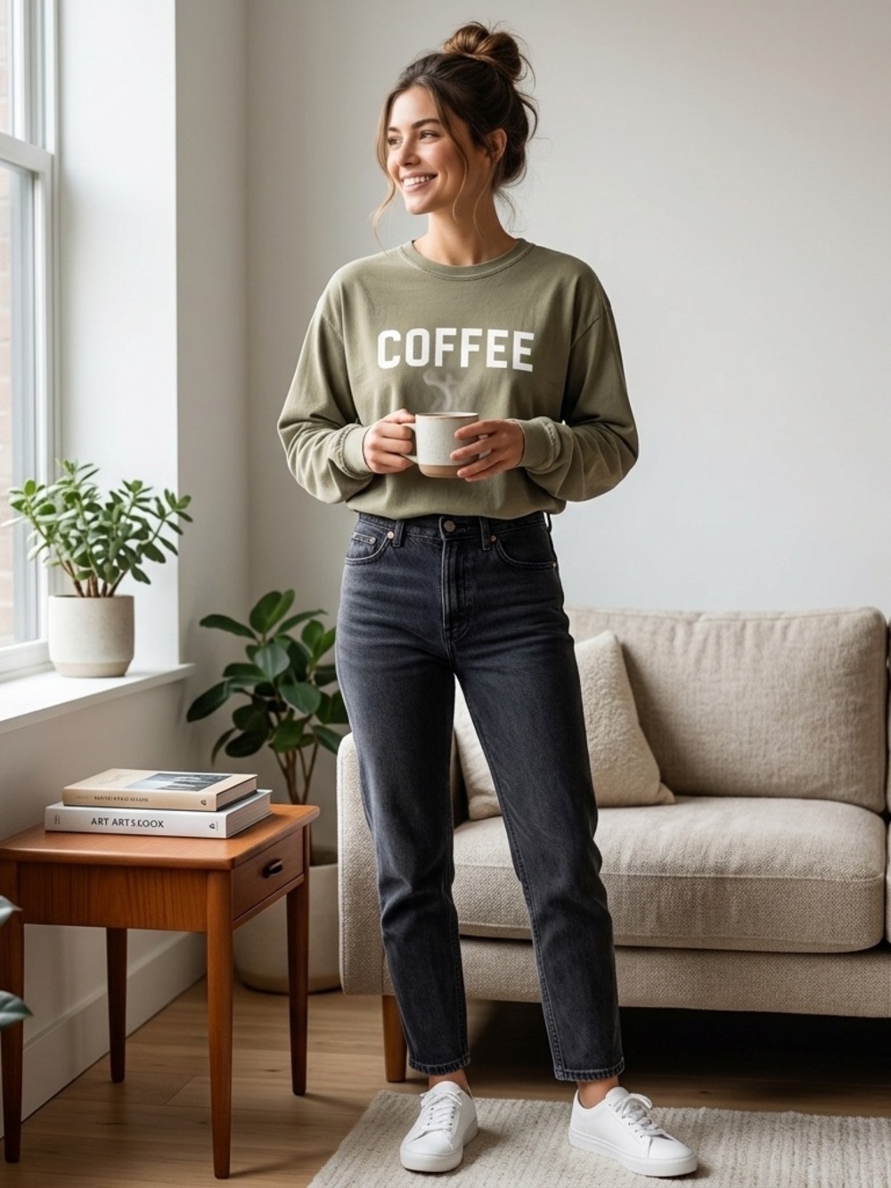 Women’s Comfort Colors COFFEE Olive Green Graphic Long sleeve 2XL